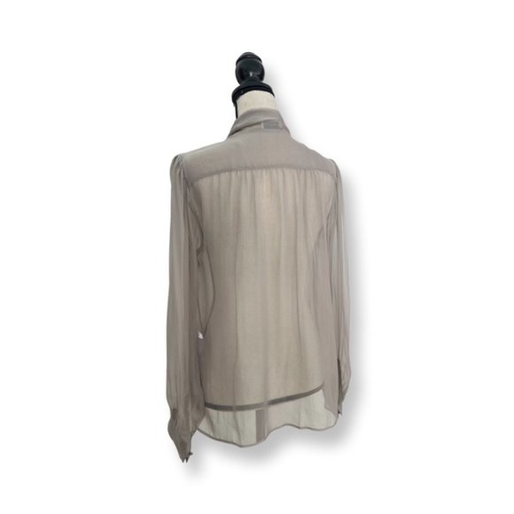 Saint Laurent gray sheer long sleeve blouse size 40 - Picture 3 of 7